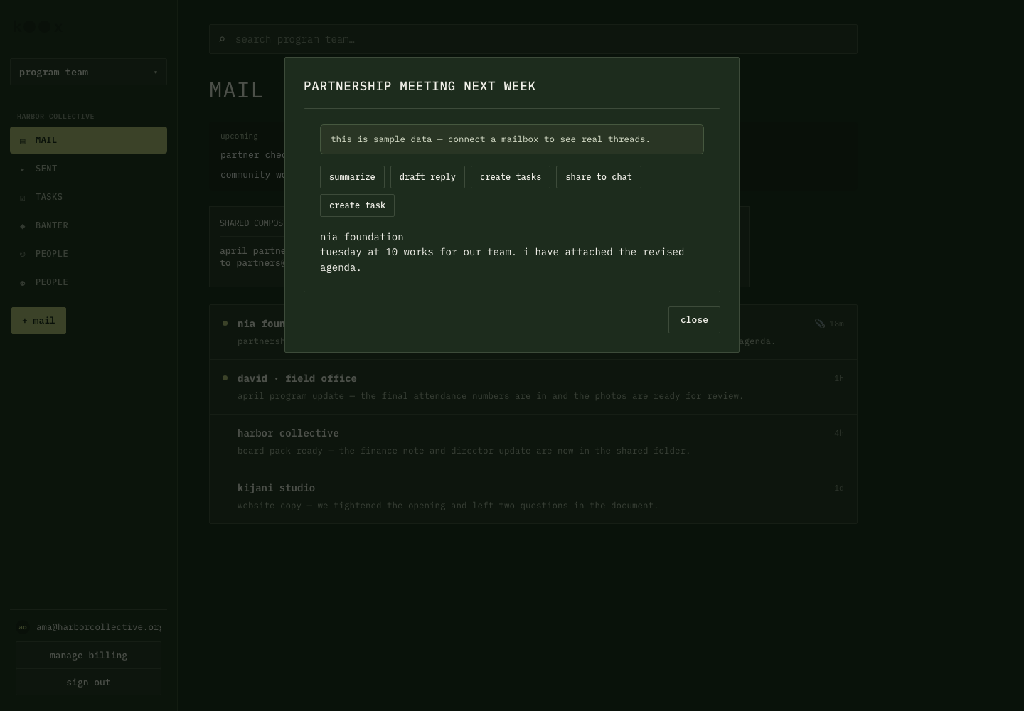 Koox mail thread actions